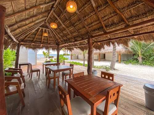 Shared palapa dining area