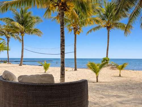 Direct beach access with shaded seating