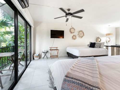 Living area with balcony access