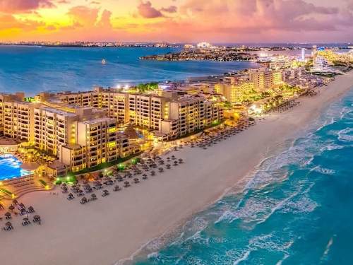 Nearby: Cancun at sunset
