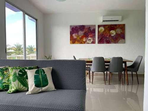 Open living and dining area