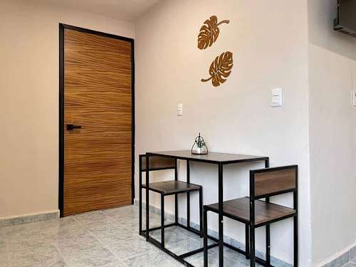 Dining table with stools