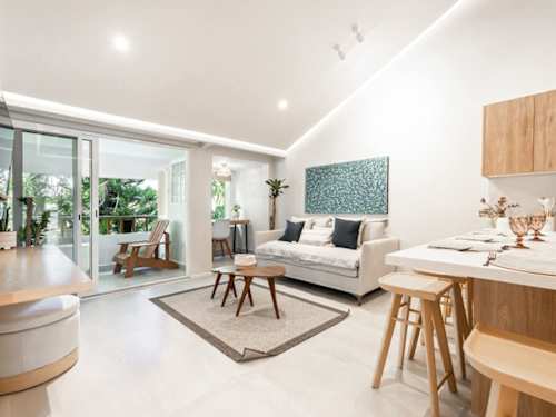Open living, dining and kitchen