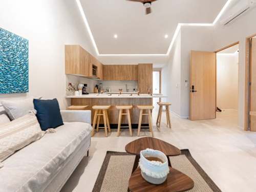 Spacious living area and kitchen