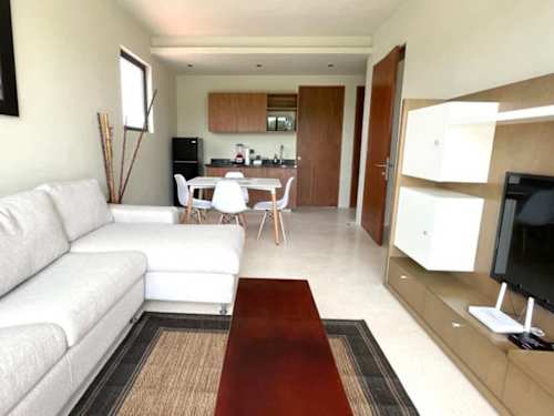 Living room with sofa and smart TV