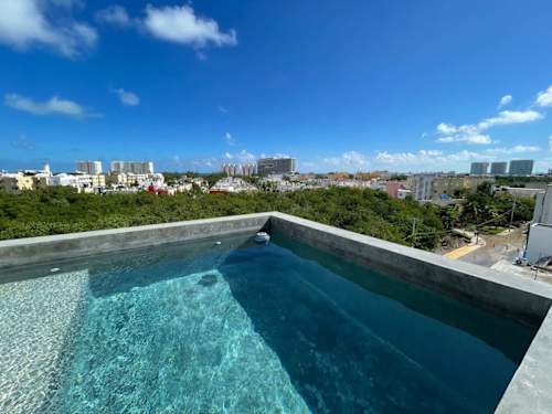 Shared rooftop pool with city views (common area)