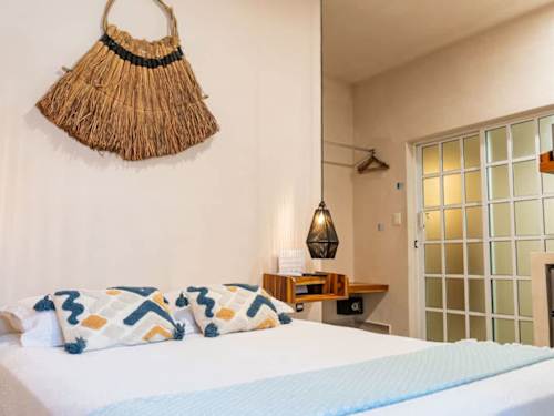 Double bed with bedside lighting