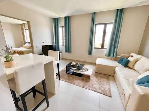Living room with sofa and balcony