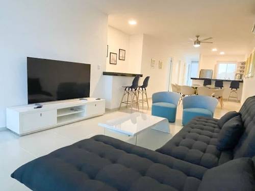 Comfortable living room with smart TV