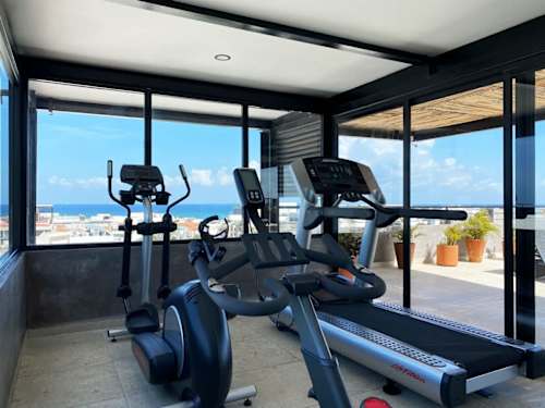 Open living area with Smart TV