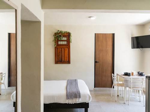 Sleeping area and kitchenette