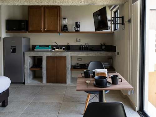 Kitchenette with refrigerator