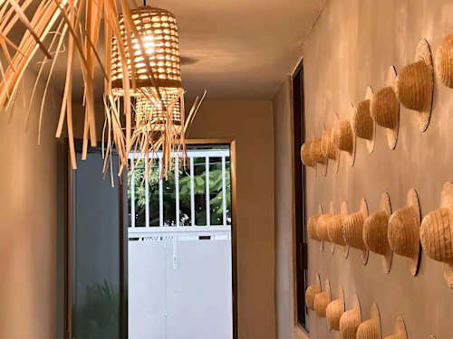 Entrance corridor with designer pendant lights