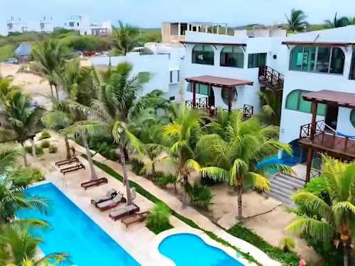 Shared pool and terrace with Caribbean Sea views