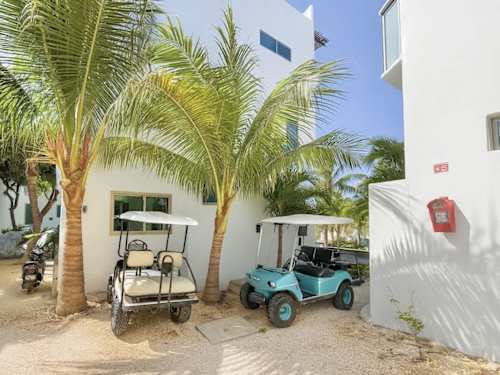 Condominium exterior with tropical gardens
