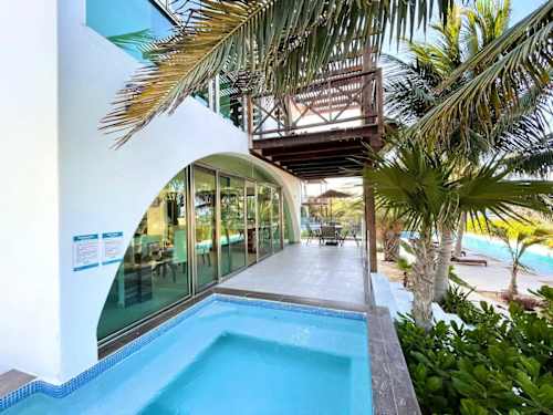 Aerial view of villa and pool
