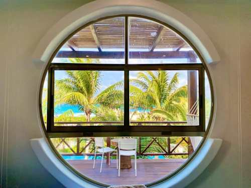 Sea view through the round window