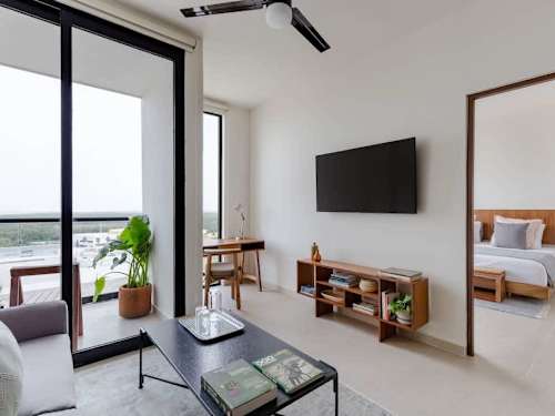 Open living and dining area