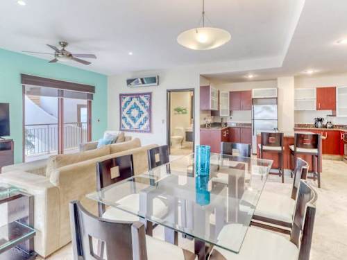 Open living, dining and kitchen area