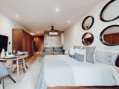 Kitchenette and living area