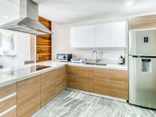 Fully equipped kitchen with stainless steel appliances