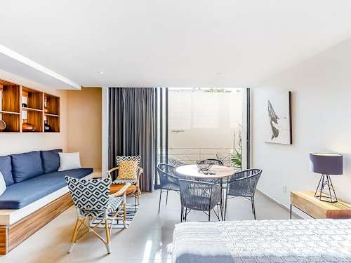 Bright open living and dining space