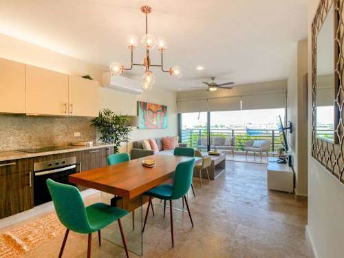 Fully equipped kitchen with stainless steel appliances