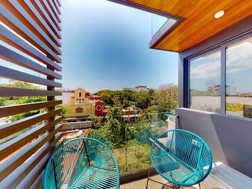Shared rooftop pool and terrace