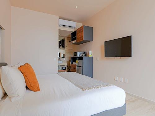 Comfortable lounge with sofa and smart TV