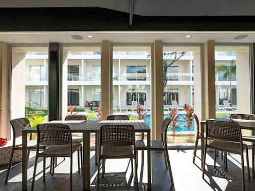 Shared outdoor dining terrace