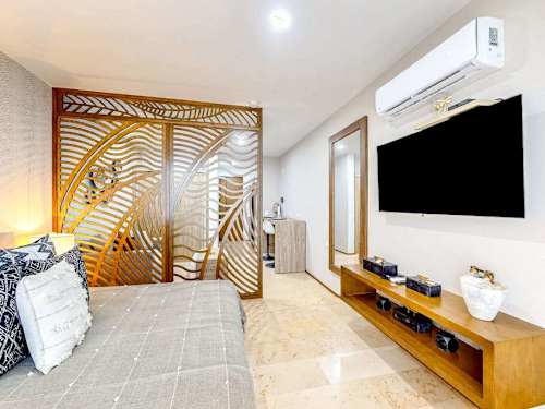Studio living and sleeping space