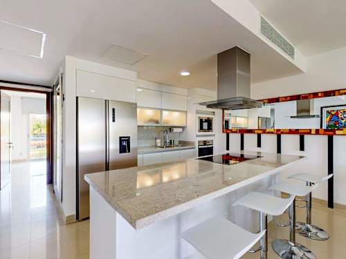 Open-plan kitchen and dining area