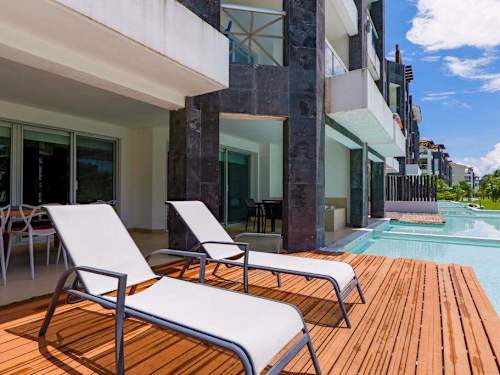 Private terrace with sun loungers