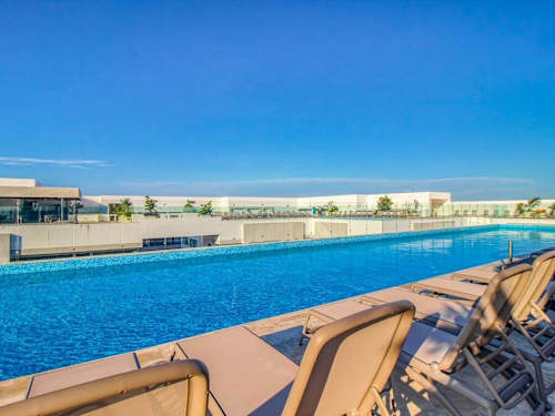 Shared rooftop infinity pool