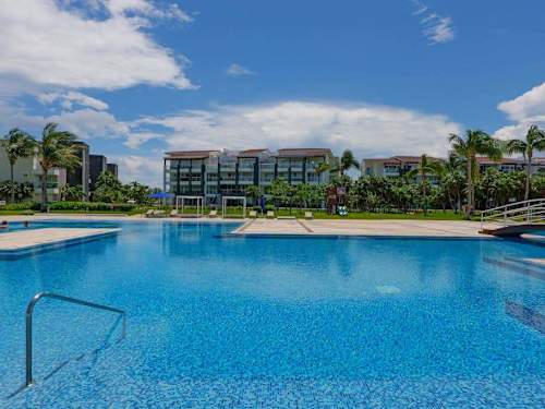 Aerial view of the beachfront resort complex