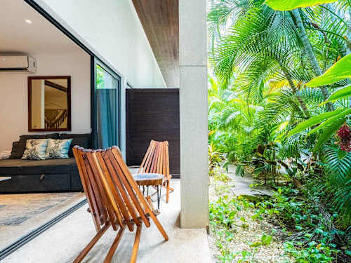Private balcony with lounge chairs