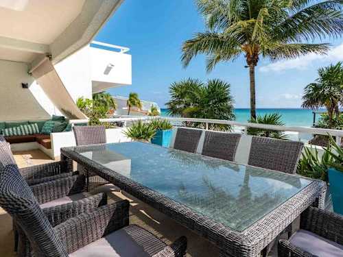 Balcony dining with ocean views
