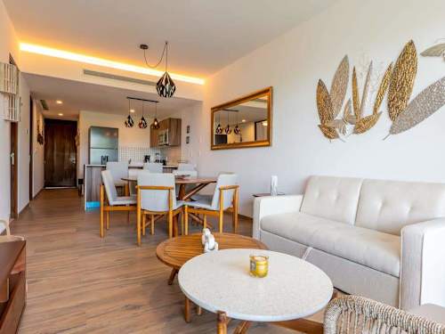 Open living and dining area