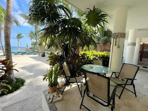 Balcony with seating and sea view
