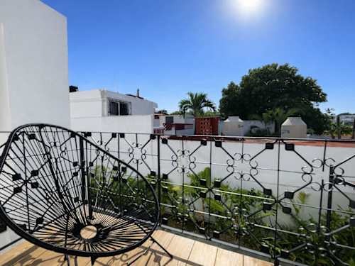 Shared garden with decorative details and greenery