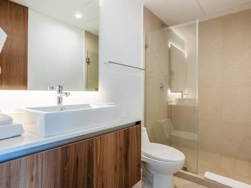 King bedroom with A/C and adjoining full bathroom