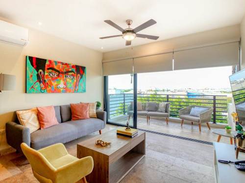 Open living area with balcony access
