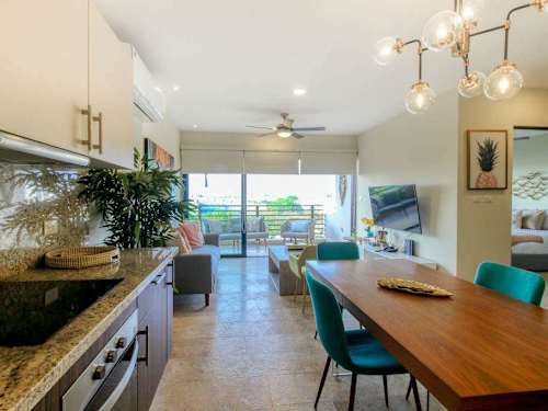 Dining table seats four