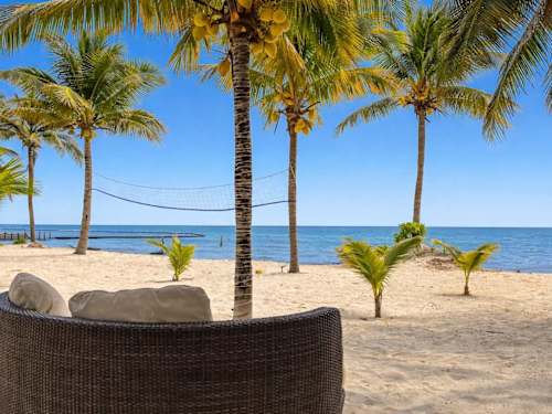 Beachfront palapa lounge with sea views