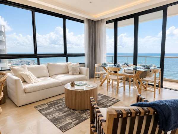 Spacious 3BR beachfront retreat | rooftop pool gym