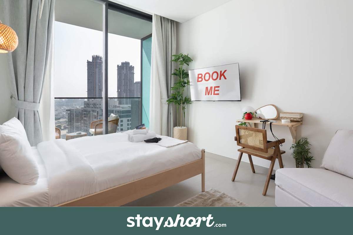 Free housekeeping visits during your stay - StayShort - Stylish Boho Studio in JVC Dubai Staycation, Sleeps 2
