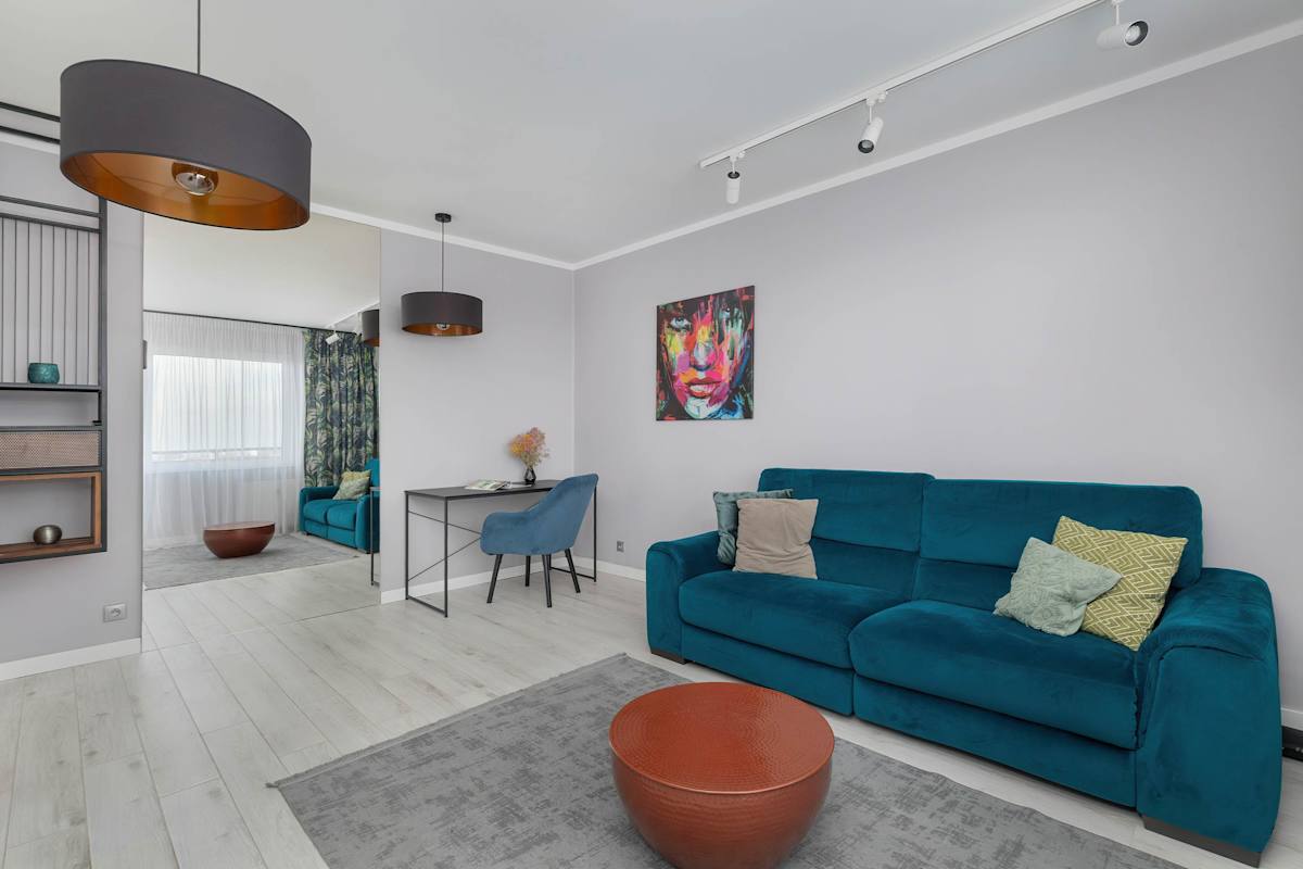 Ku Słońcu 24A Szczecin | White and Blue Apartment with City View and Desk — Szczecin, Województwo zachodniopomorskie — vacation rental