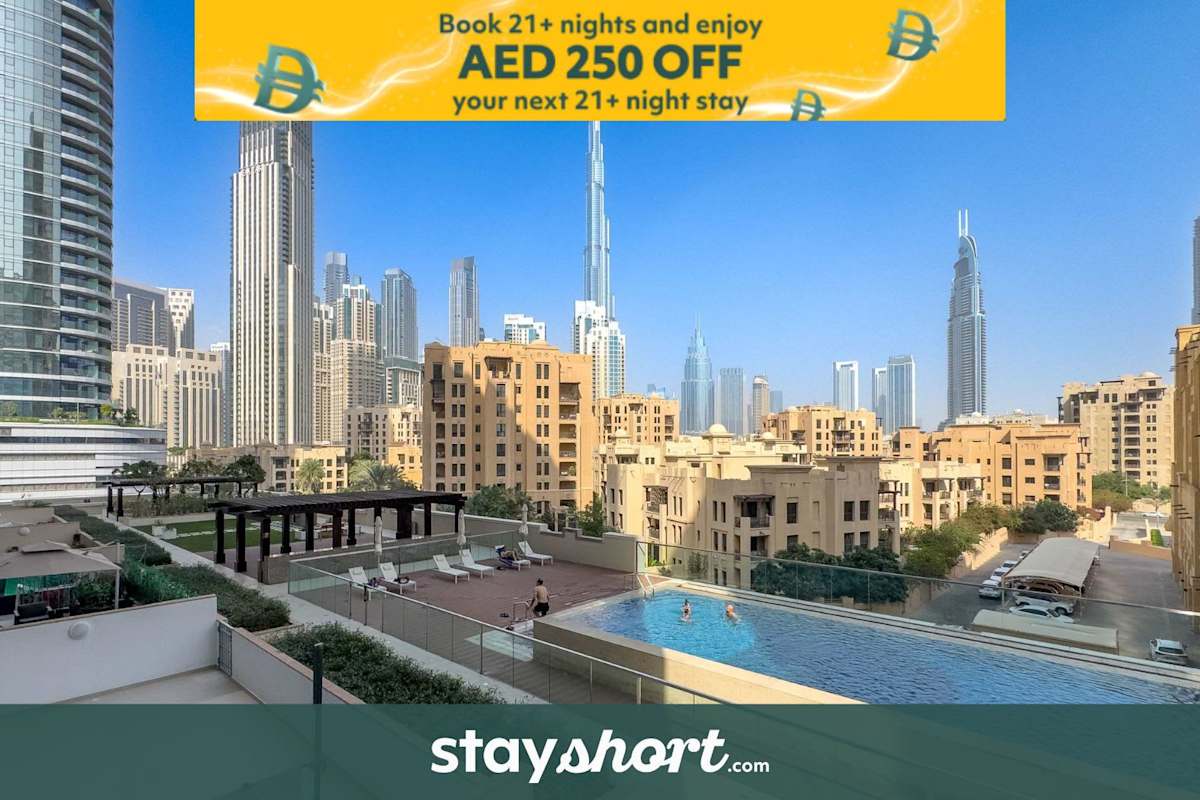 StayShort - Downtown 2 Bed Unit with Burj Views that Sleeps 4