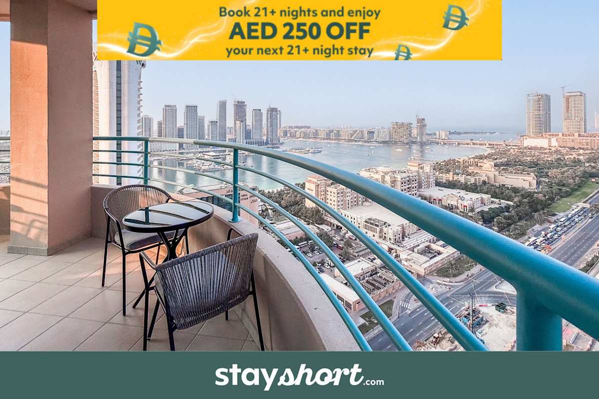StayShort - Spacious 2BR in Dubai Marina with Huge Balcony