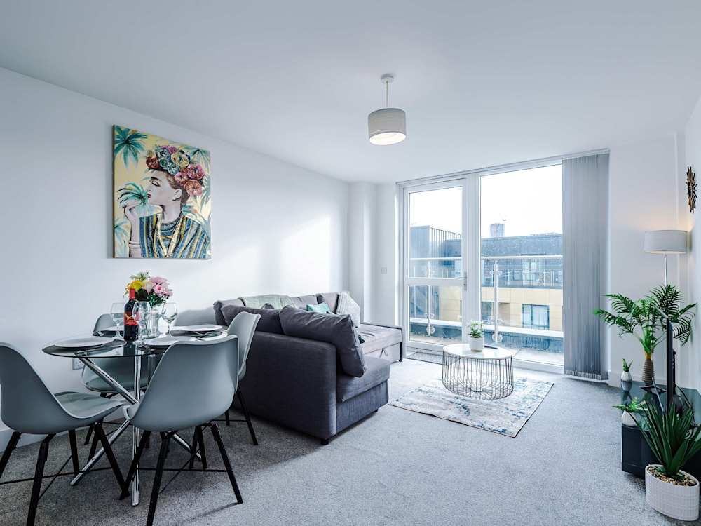 A modern New Islington new-build apartment managed by Hostahome, Manchester.